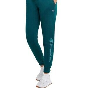 CHAMPION Sweatpants Joggers Women's L Teal Activewear Leisurewear Cotton Blend